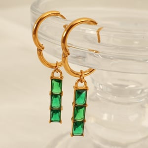 1 pair simple series classic geometric titanium steel  gold plated zircon women drop earrings h5